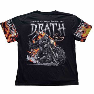 Fresh Laundry Death Racer T Shirt Men 2XL Black Grim Reaper Good Vibe Motorcycle